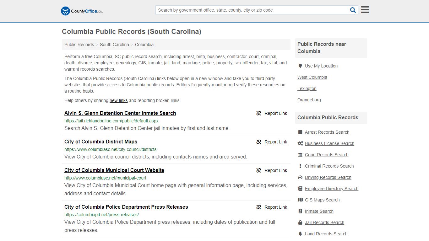Public Records - Columbia, SC (Business, Criminal, GIS, Property ...
